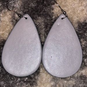 Gray metallic leather earrings